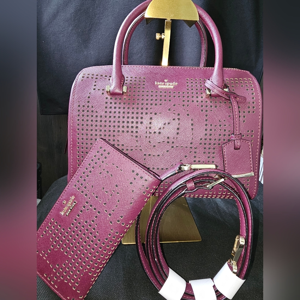 Kate Spade Burgundy Handbag and Wallet Set